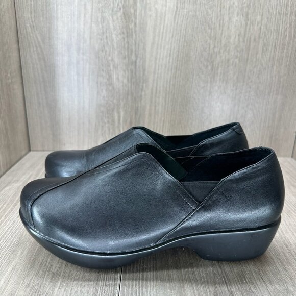 Dansko Arden Clog Shoes Women 37 Slip-on Round Toe Cushioned Leather Black - Picture 2 of 13